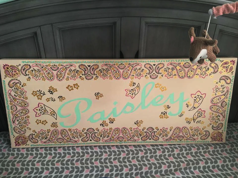 "Commissioned Painting, for the Nursary of Baby Paisley"