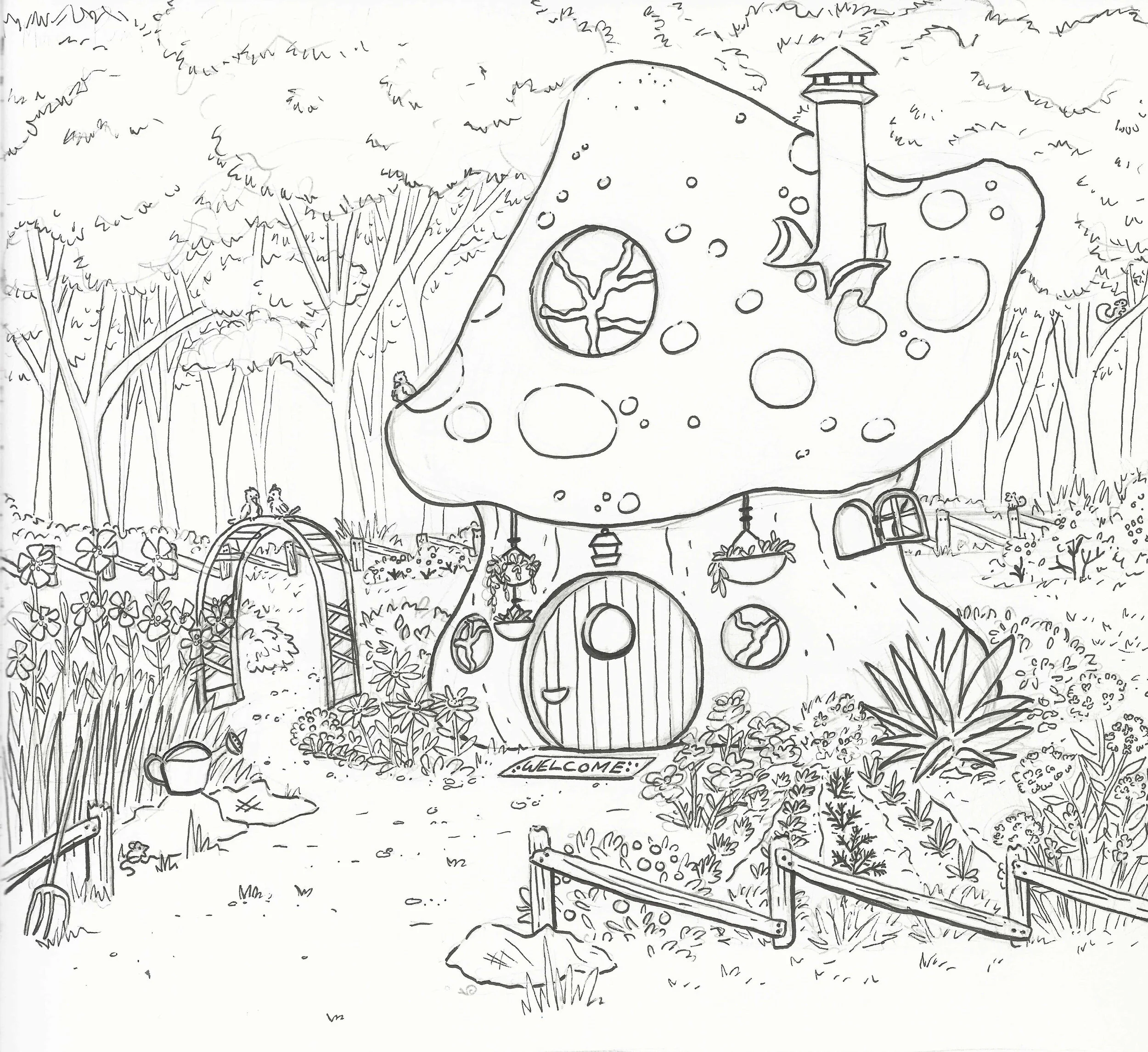 Herbs Cottage - Pen &amp; Ink Sketch