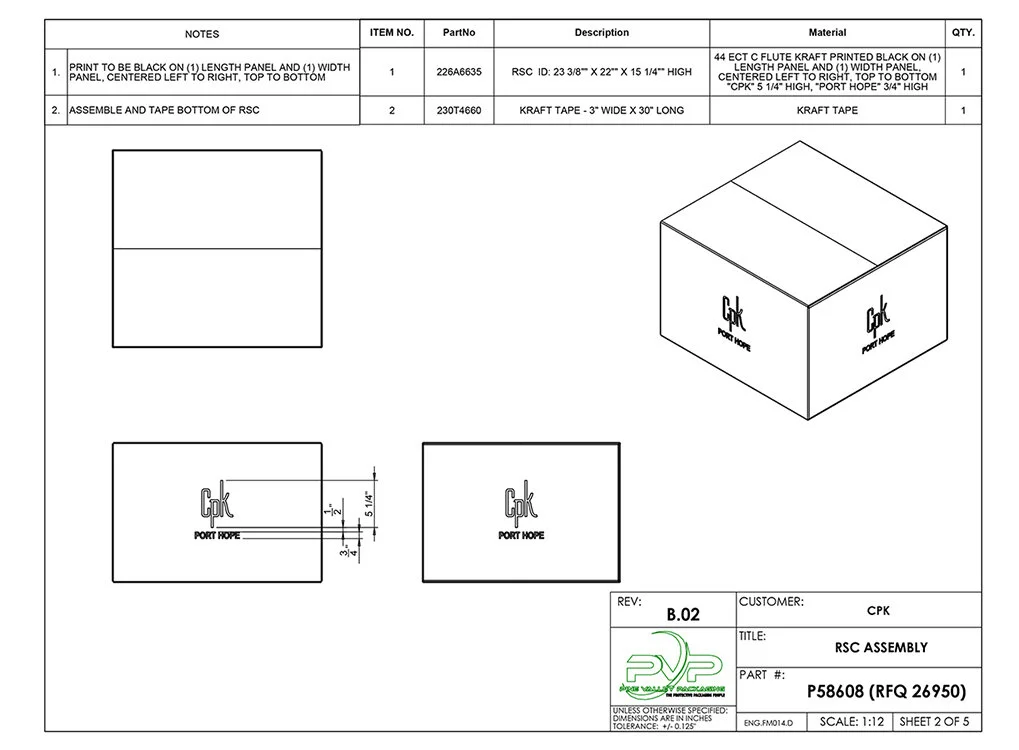 Pine Valley Packaging - CPK Othographic Specs, Provided by PVP