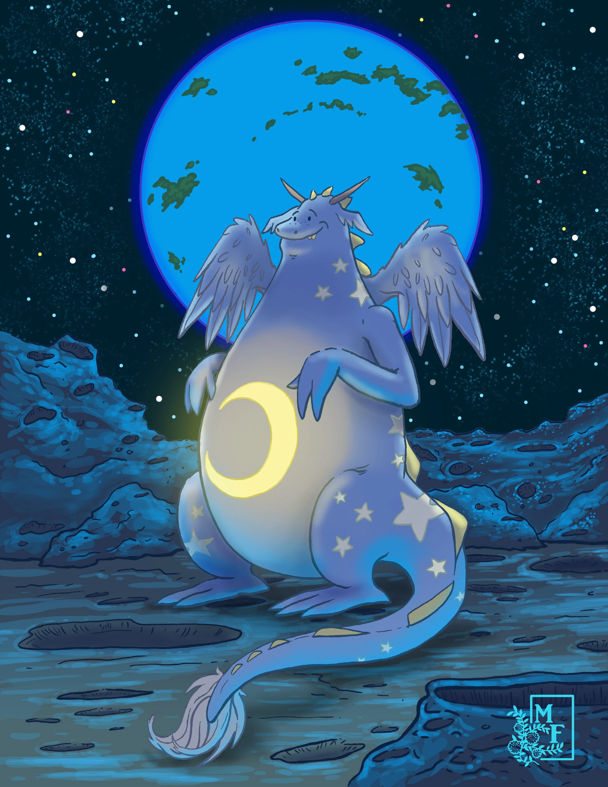 Moon Cow - Digital Illustration