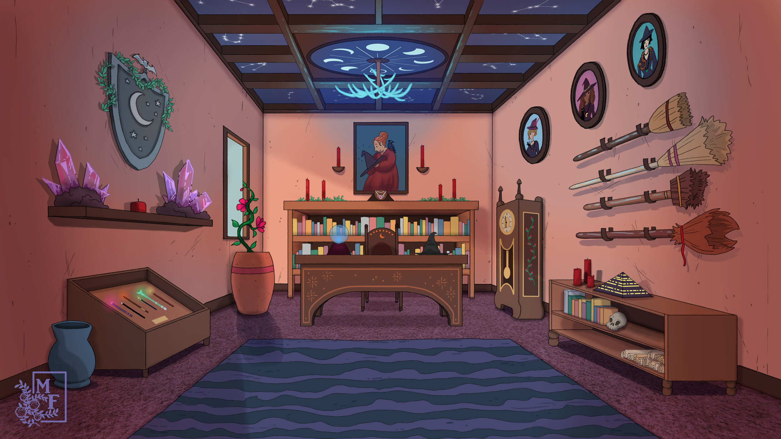 Witch's Study, Day - Background Design