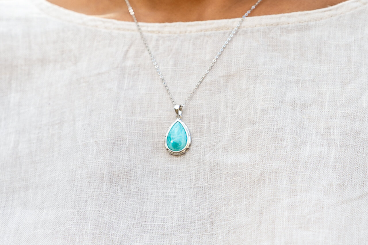 Sterling Silver Larimar Teardrop 