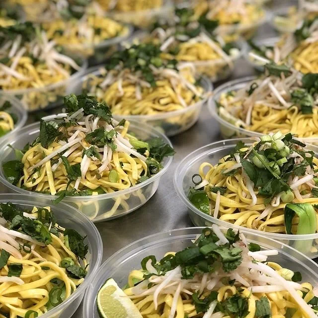 Today&rsquo;s Dinner2Go was Khao Soi Gai. Laotian yellow coconut curry w/ chicken, egg noodles &amp; crispy wontons. Shout out to @queenmothercafe for sharing one of their signature dishes. Please support them when they reopen! #wilbyseeingyou #insta