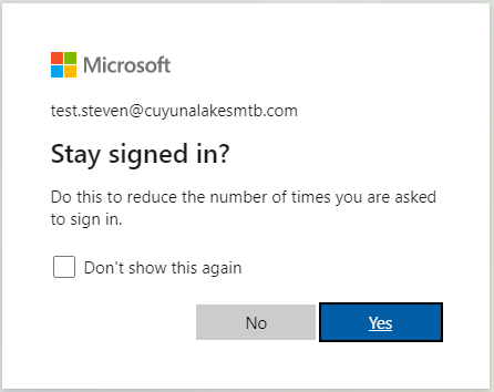 Microsoft stay signed in prompt