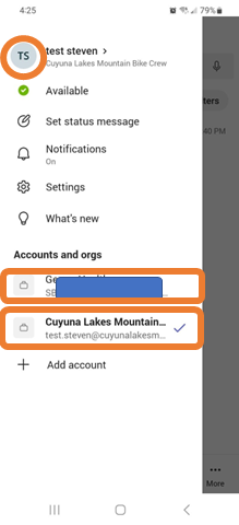 add another account to teams