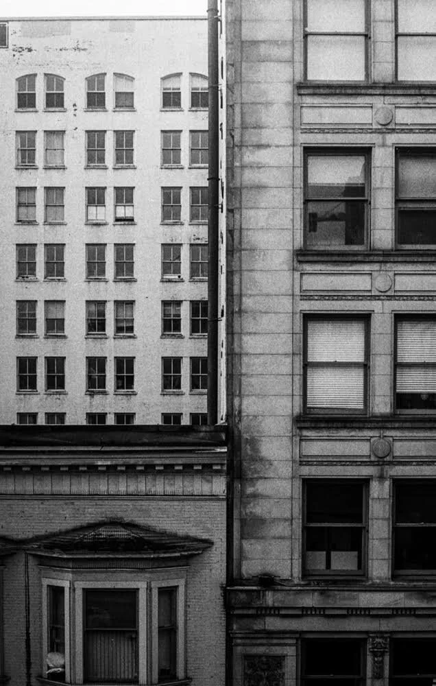 Jody Hill Granite Windows, 2020 Using the geometry of these magnificent buildings, 'Granite Windows' looks to cherish the history of our city and leaves our imagination to linger in the abstract of time.