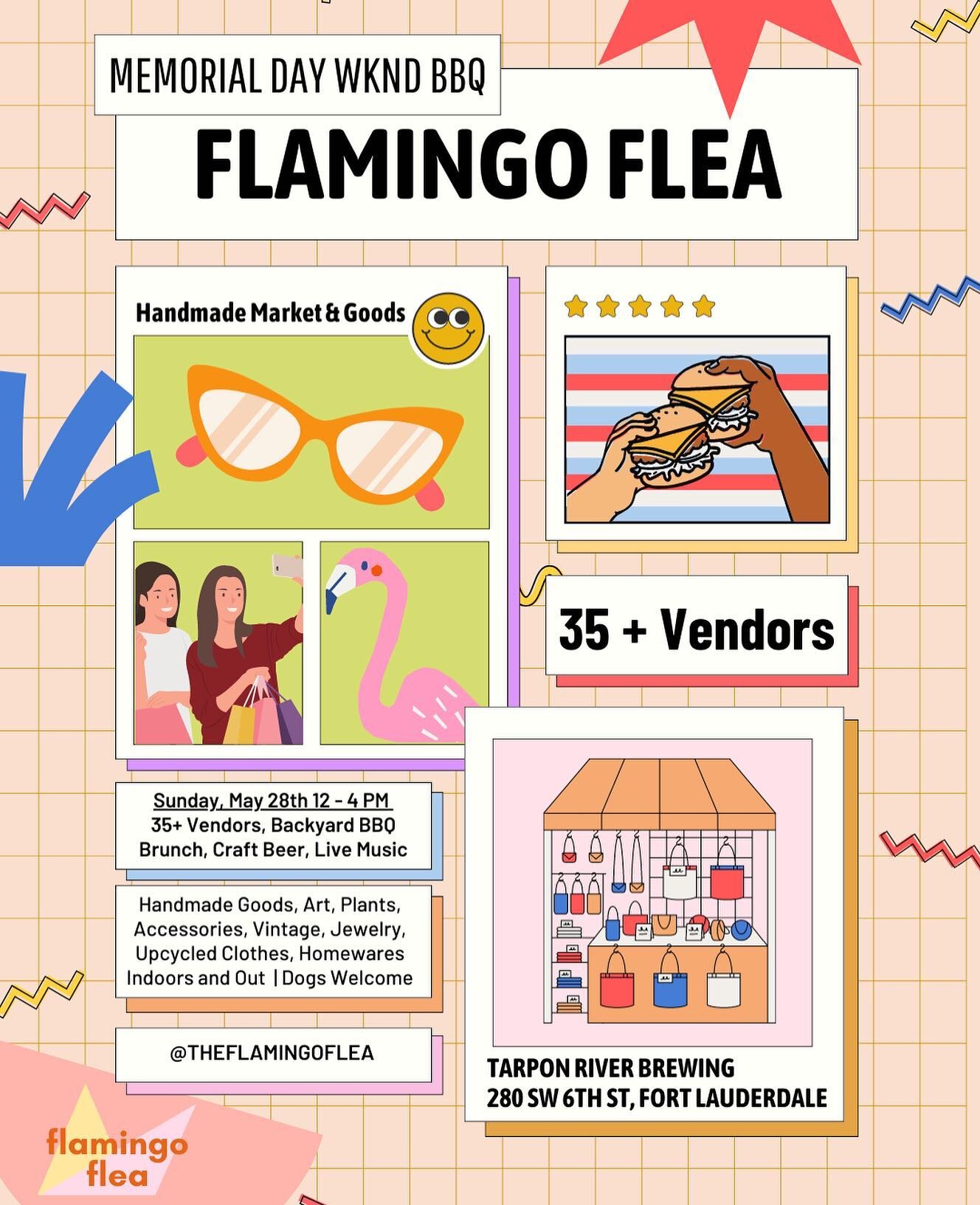 No Memorial Day weekend plans or tired of cleaning up your friends beer bottles the day after?! Come flea with us and bring your friends! 

The Flamingo Flea 
Sunday, May 28th 12-4 pm 
35+ vendors 
Live country music, BBQ favorites, backyard games, a