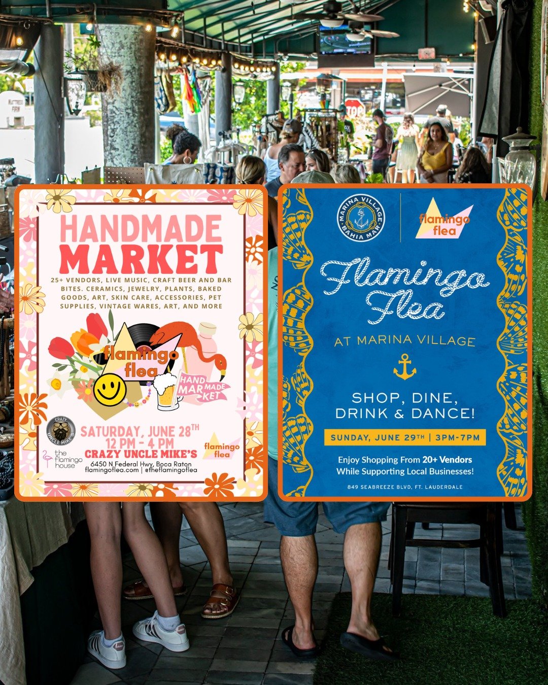 Choose your fighter: We have a double header weekend coming up. Are you team FTL or team Boca? 

Saturday, June 28th 
Flamingo Flea at Crazy Uncle Mike's 
12 - 4 PM 
Inside and outside
30 vendors
Live Music 
Scratch kitchen, craft beers and cocktails