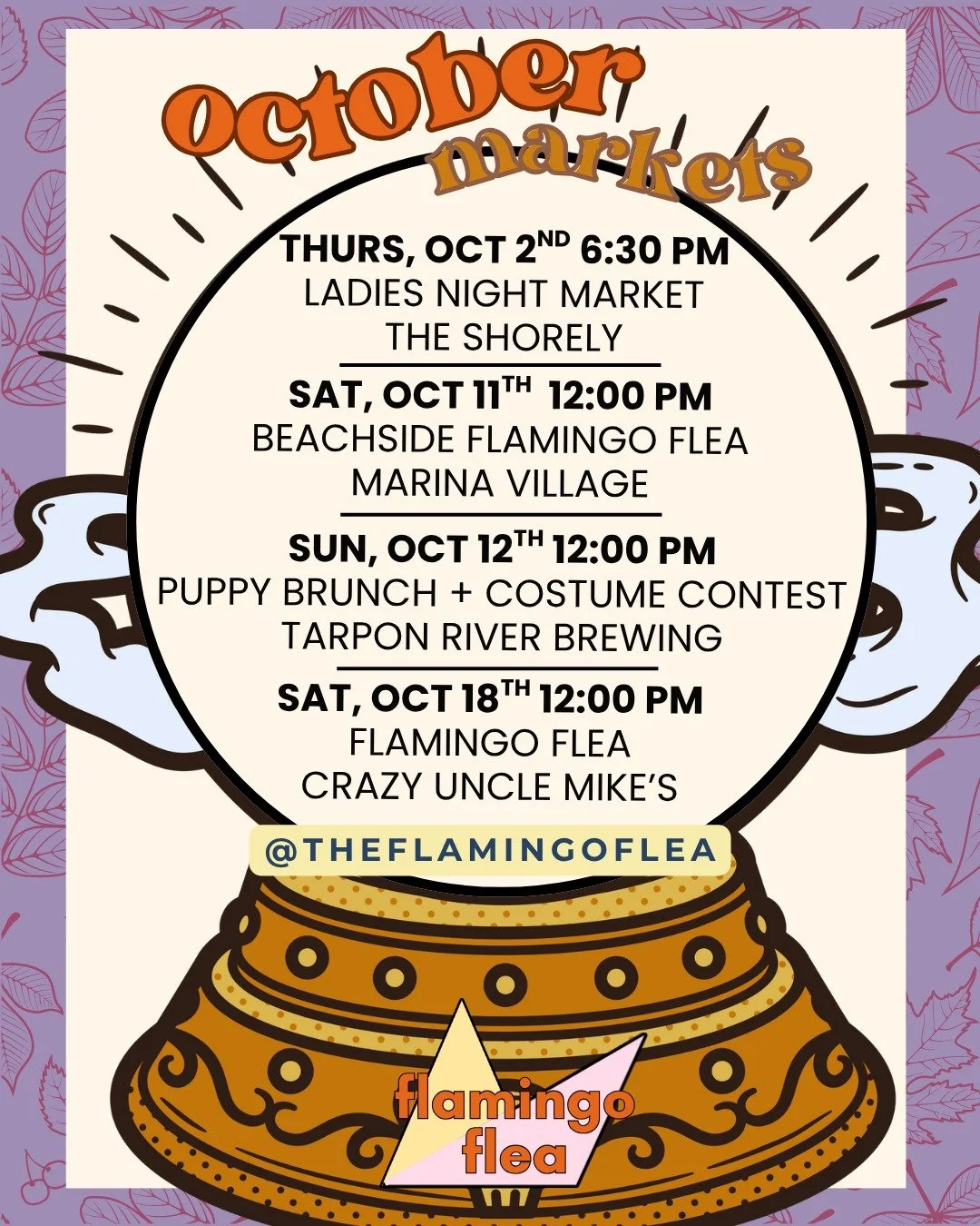 Hello October! We are channeling coziness, breezey nights, local markets, fall drinks, getting dressed up, coastal cowboy, over accessorizing, s'mores, pumpkin decor, spooky hangs, and so much more 

Hope to see you at a flea this month!