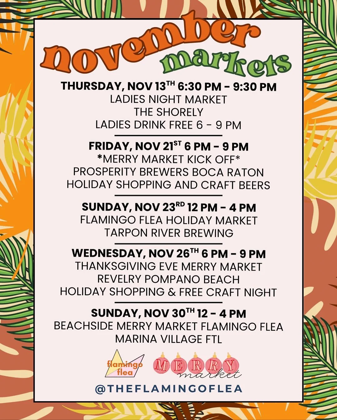 Fall in love with local. Something festive at every stop to get you in the jolly spirit like local gifts and goods, live holiday music, specialty cocktails, toy drives, Santa visits and holiday craft making.

November line up 

Friday, Nov 21st 6 PM 