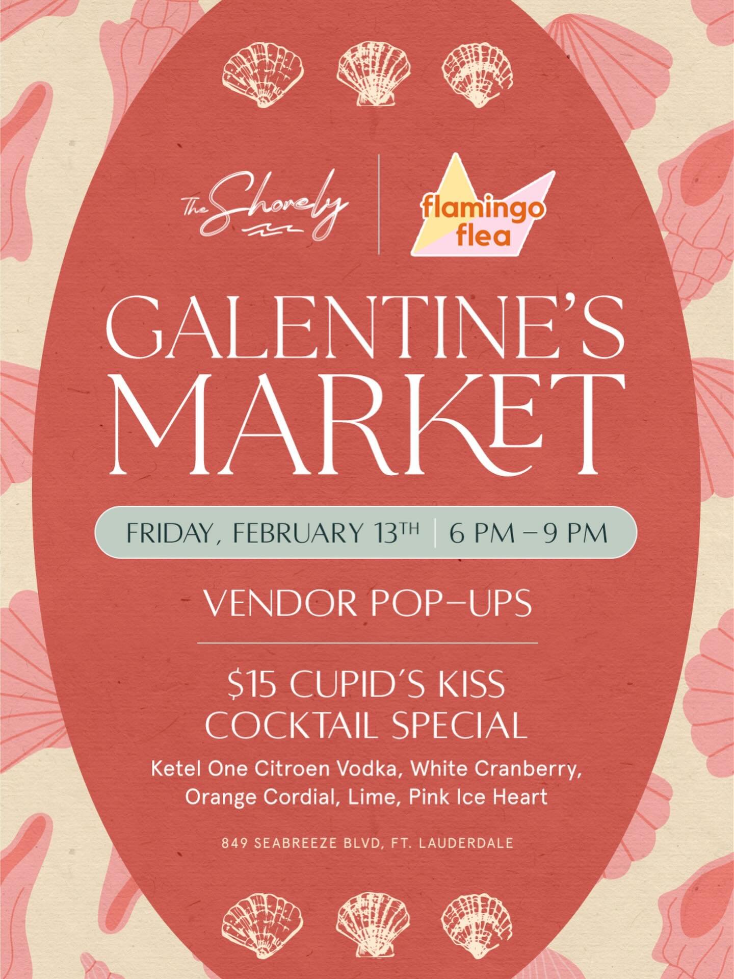 Grab the gals! The perfect way to celebrate your ride or dies at our Galentines Market st @theshorely_ftl. Drinks, local girlie shopping, perfect views and set your 2026 intentions with us! 

Friday, Feb 13 6-9 pm
At @theshorely_ftl 
Curated by @thef