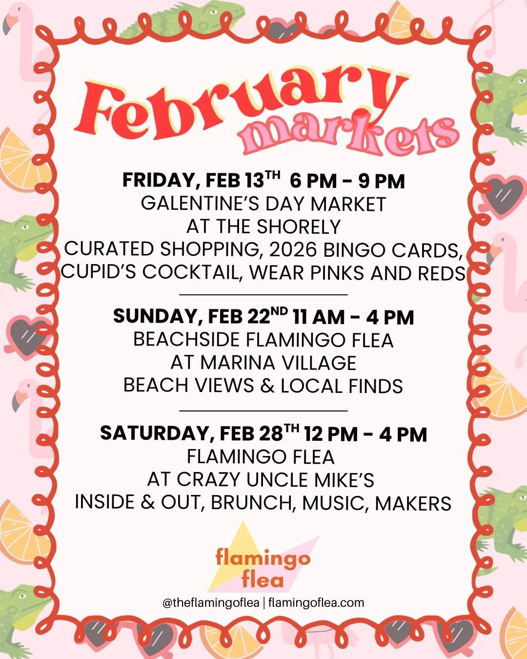 Love to love ya, February 😍🦩🍻

Swipe for details and see ya real soon! 

Ps stop by and say hello at our Galentines market to create your own 2026 Bingo Card and set your intentions for the year 💕👯&zwj;♀️