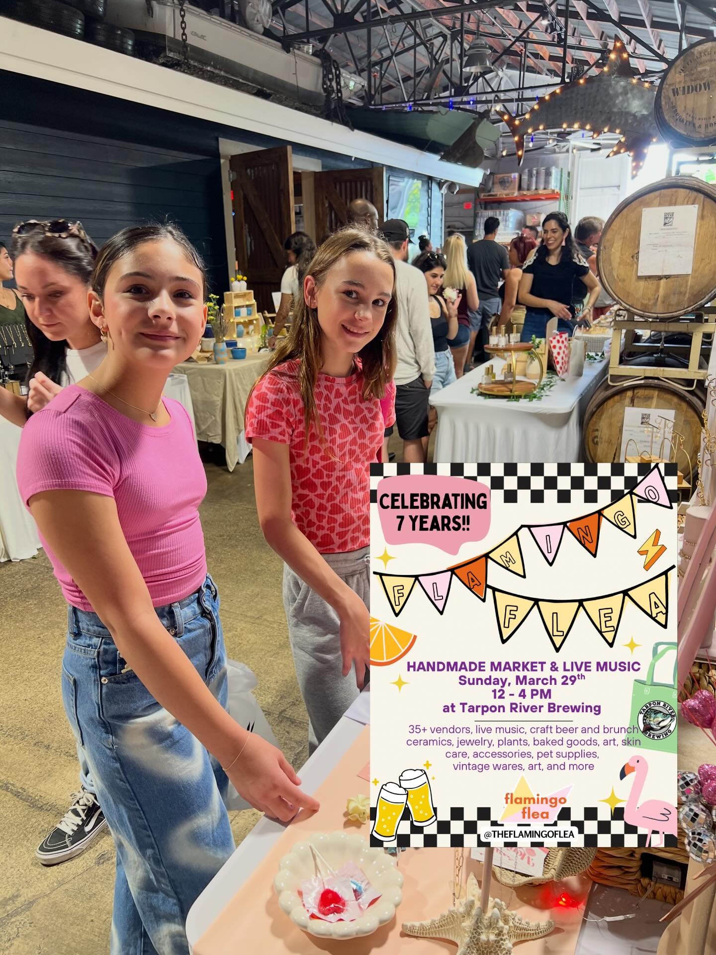 Bring the little local lovers! 

FLAMINGO FLEA
AT TARPON RIVER BREWING
INSIDE &amp; OUT, BRUNCH, MUSIC, MAKERS CELEBRATING 7 YEARS!