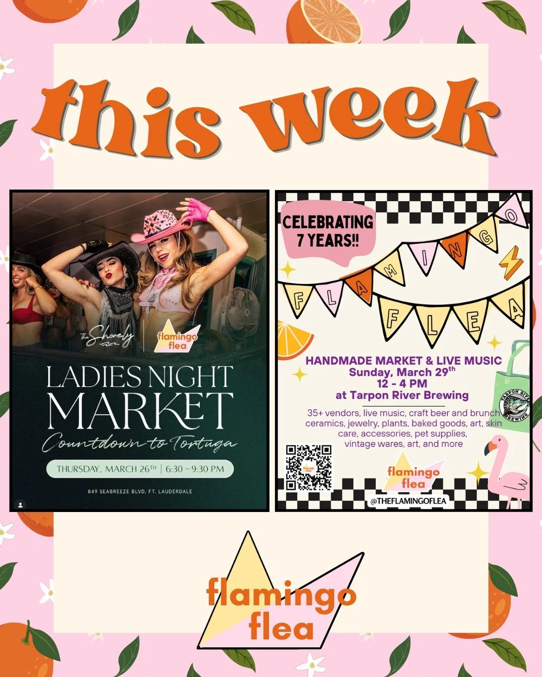 Two Flea pop up this week! Where will we see you? Ladies night - free drinks with the girlies or Sunday Funday for The Flamingo Flea with the crew? 

Swipe for details 

**Don't forget to enter our mini shopping spree giveaway - see our pinned post.*