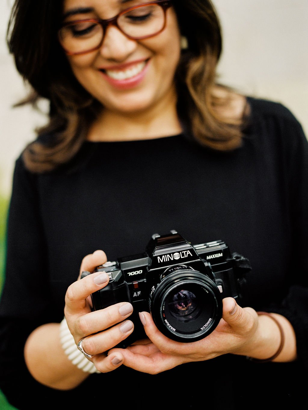 Nashville based portrait photographer, Darien Mejia Chandler with her favorite camera.
