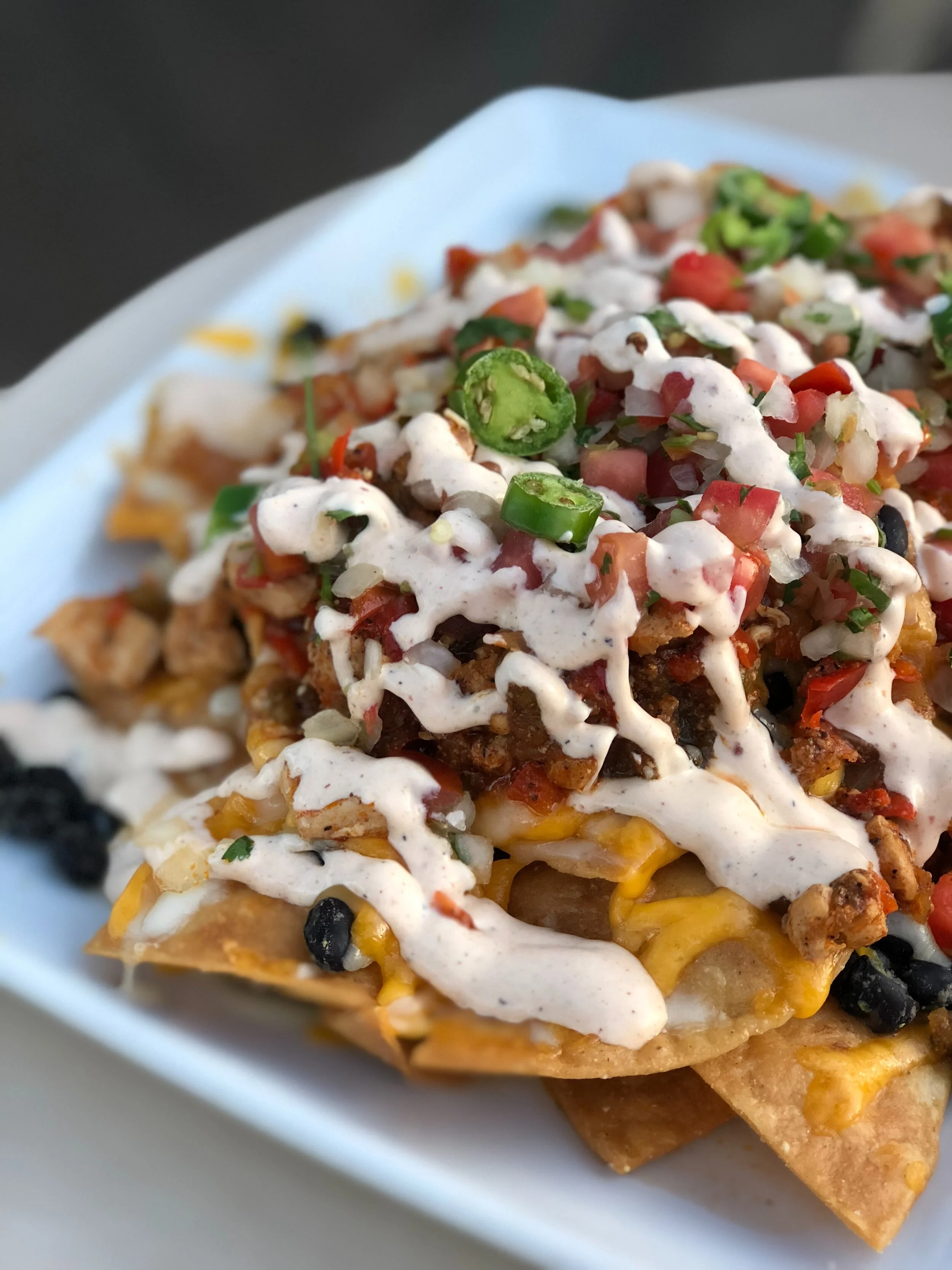 Black bean nachos with guacamole