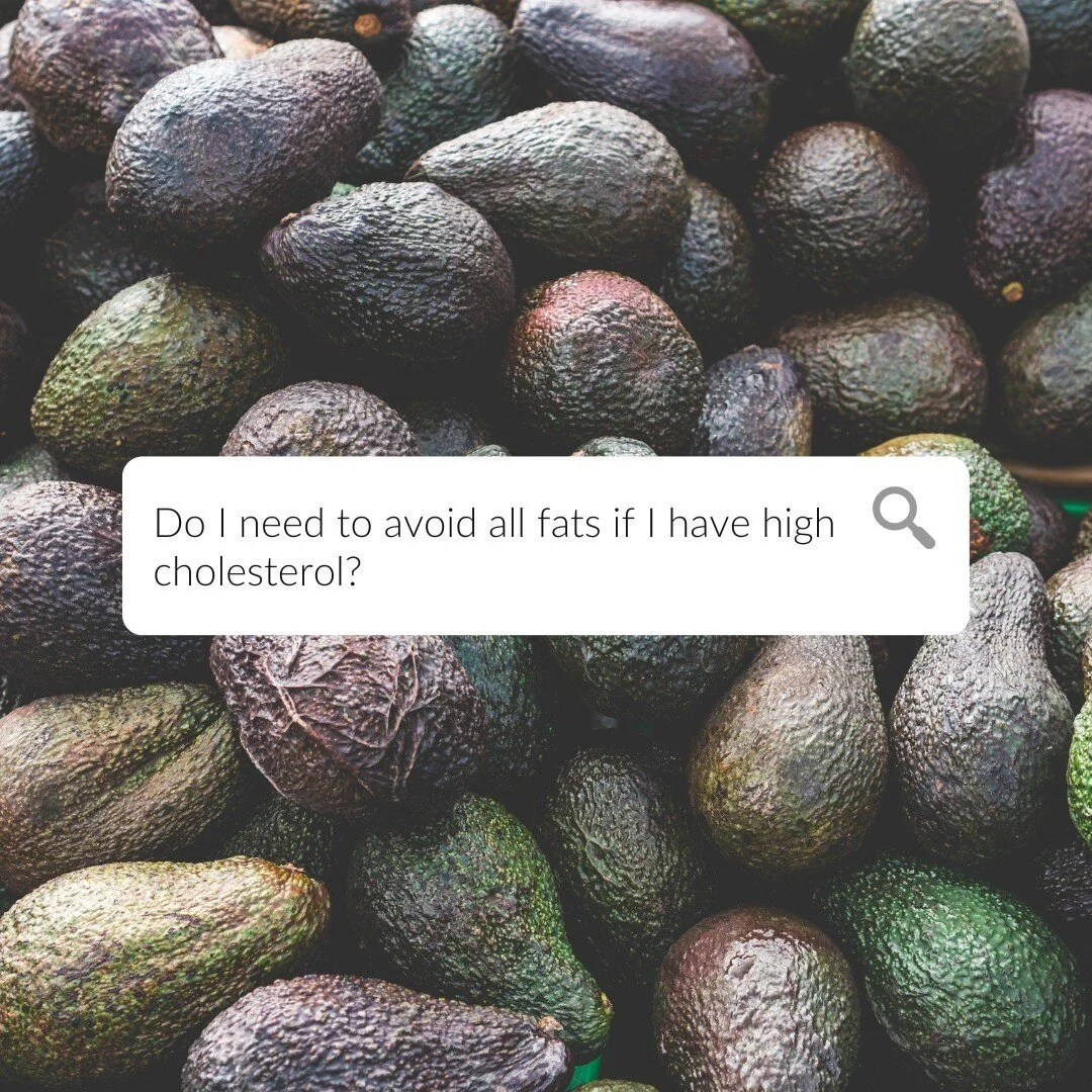 It's actually just as important to include healthy fats in your diet if you have high cholesterol or a heart condition. 

Healthy fats help to increase our HDL cholesterol. HDL cholesterol is the good type of cholesterol as it takes cholesterol away 