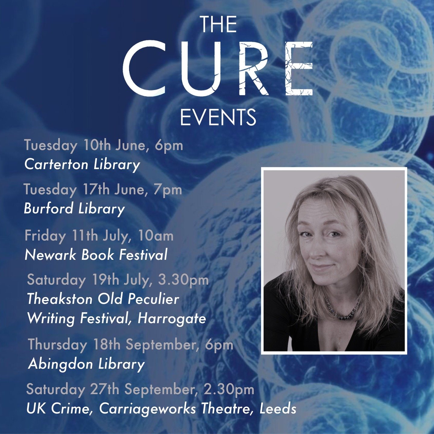 Very excited about these events where I'll be speaking about the ideas &amp; real-life inspiration behind my latest speculative thriller The Cure.

Full details of panels &amp; booking links are on my events page, via the link in my profile.

I hope 