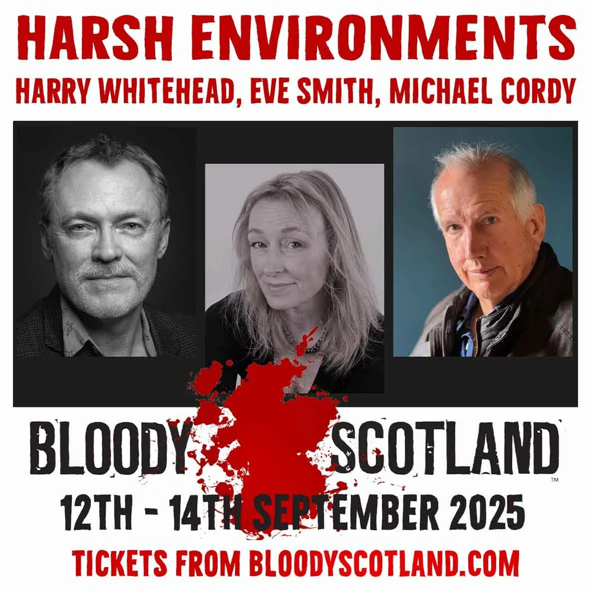 Only just over a week to go until our Harsh Environments Panel @bloodyscotland up in glorious Stirling where I'll be talking all things climate, chaos & corruption with @harrywhitehead45 & @cordymichael, chaired by Marco Rinaldi on Friday aft