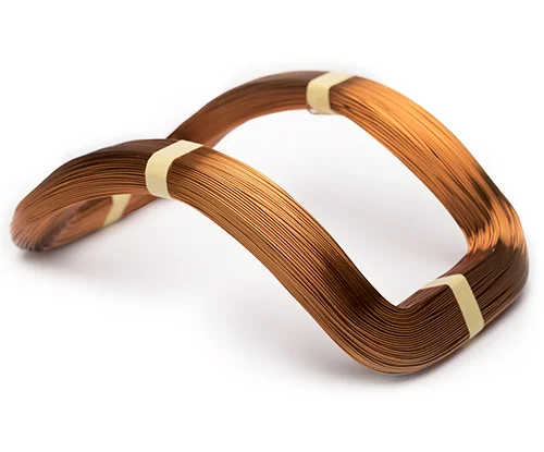 Electromagnetic flowmeter copper coil on white background.