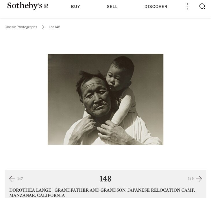 ‘Grandfather and Grandson’ by Dorothea Lange; image by Sotheby’s.