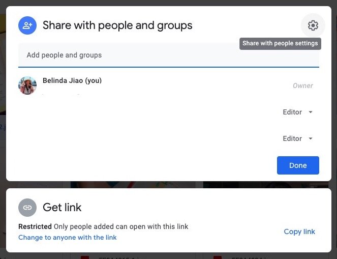 Google Drive Share Menu