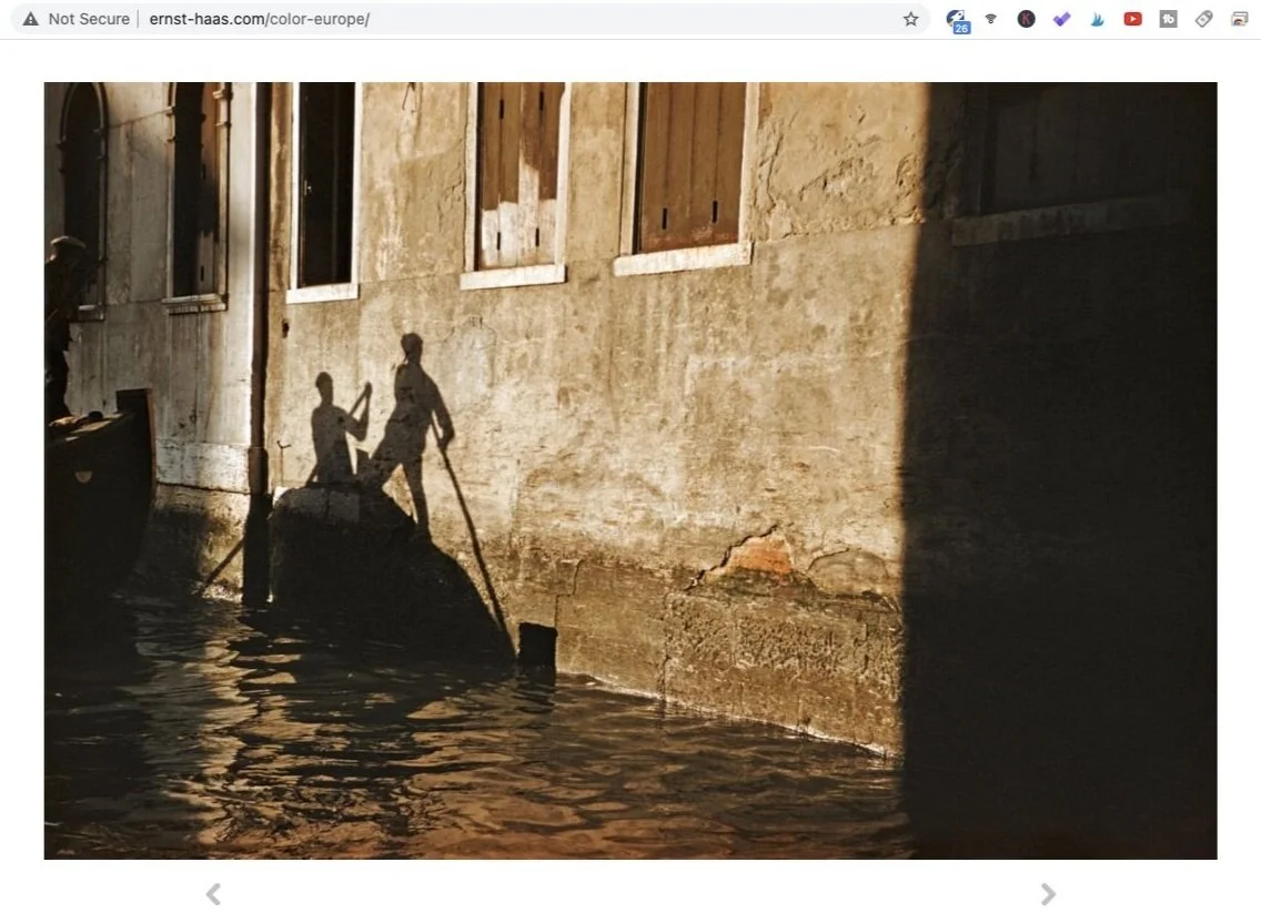 Venice, Italy (1955). Photo by Ernst Haas. Screen shot taken from Ernst Haas Estate.