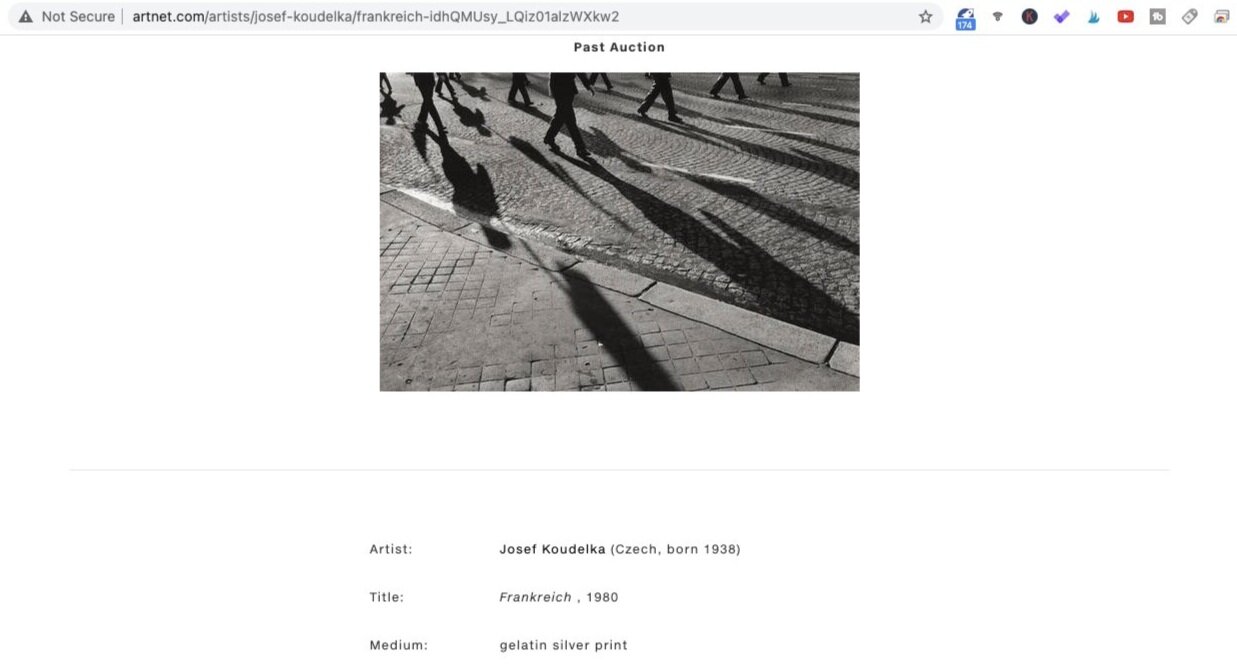 Frankreich (1980). Photo by Josef Koudelka. Screen shot taken from Artnet.com.