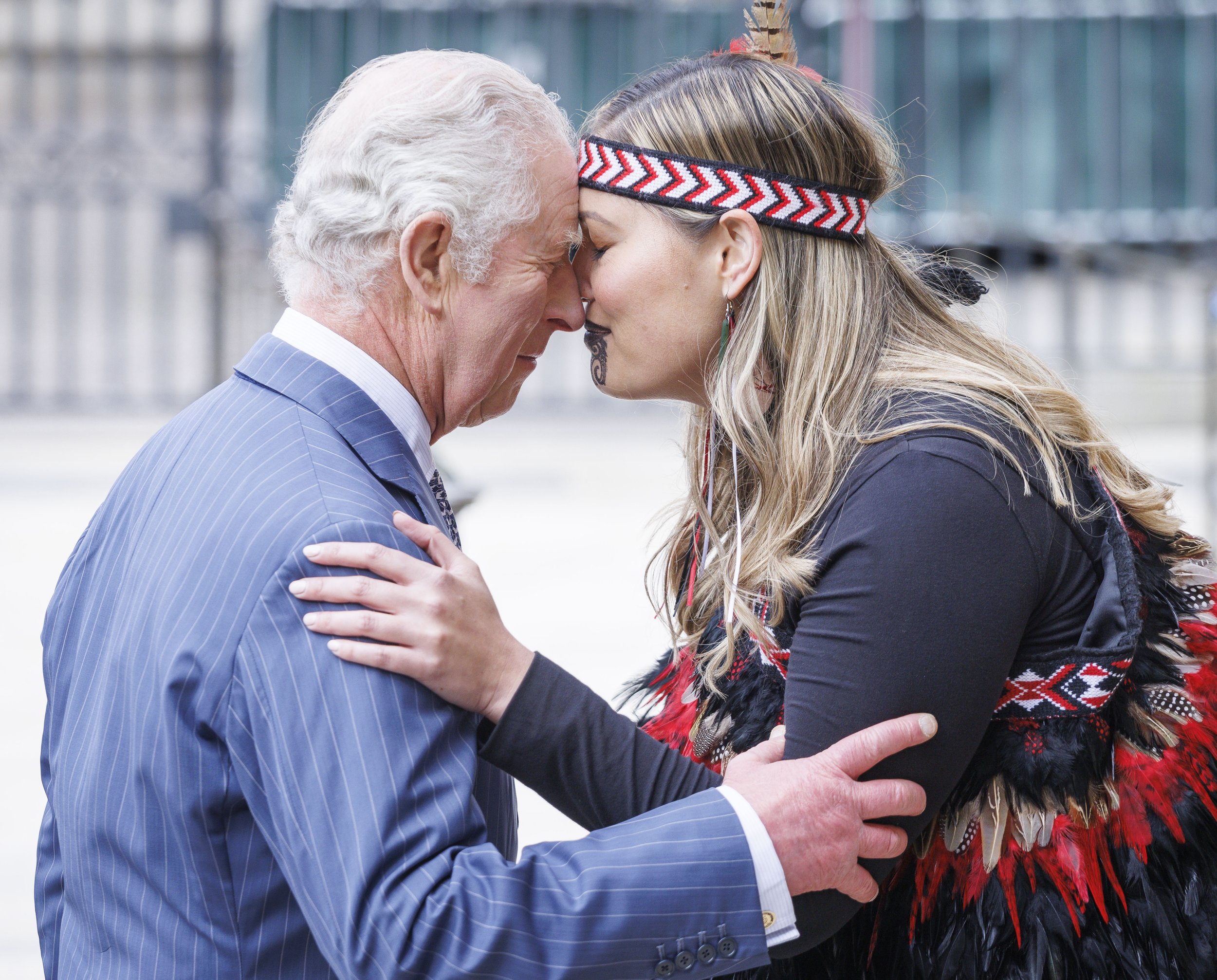  King Charles is greeted with a ‘Hongi’, a traditional Māori greeting in New Zealand, at the Commonwealth Day at Westminster Abbey - Mar 2023. 