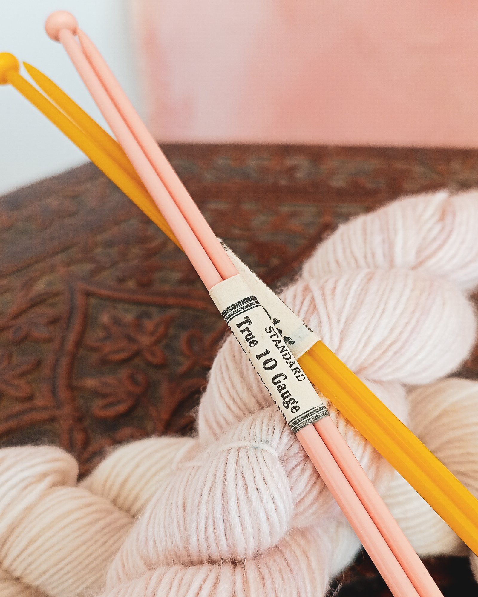 Vintage casein knitting needles
