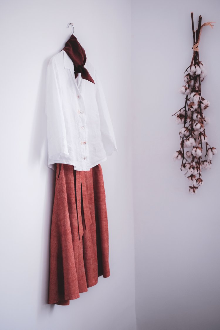 We Are KAL eri silk skirt — handworked