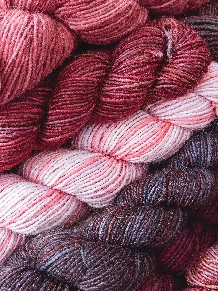 These small skeins of merino/silk mix yarns are perfect for projects and adding small amounts of colour.
We have bowls of them throughout the shop - wonderful colours and have some on the website too!