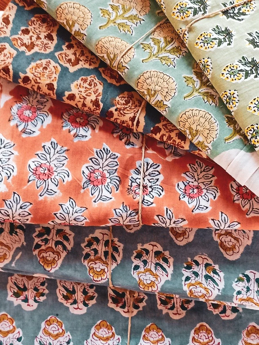 A small selection of our lovely block print cottons...
We've had a super busy start to the summer holidays. Lovely to see everyone - thanks for popping in and being so enthusiastic about the shop! 
We're open everyday except Sundays, from 10.30 until
