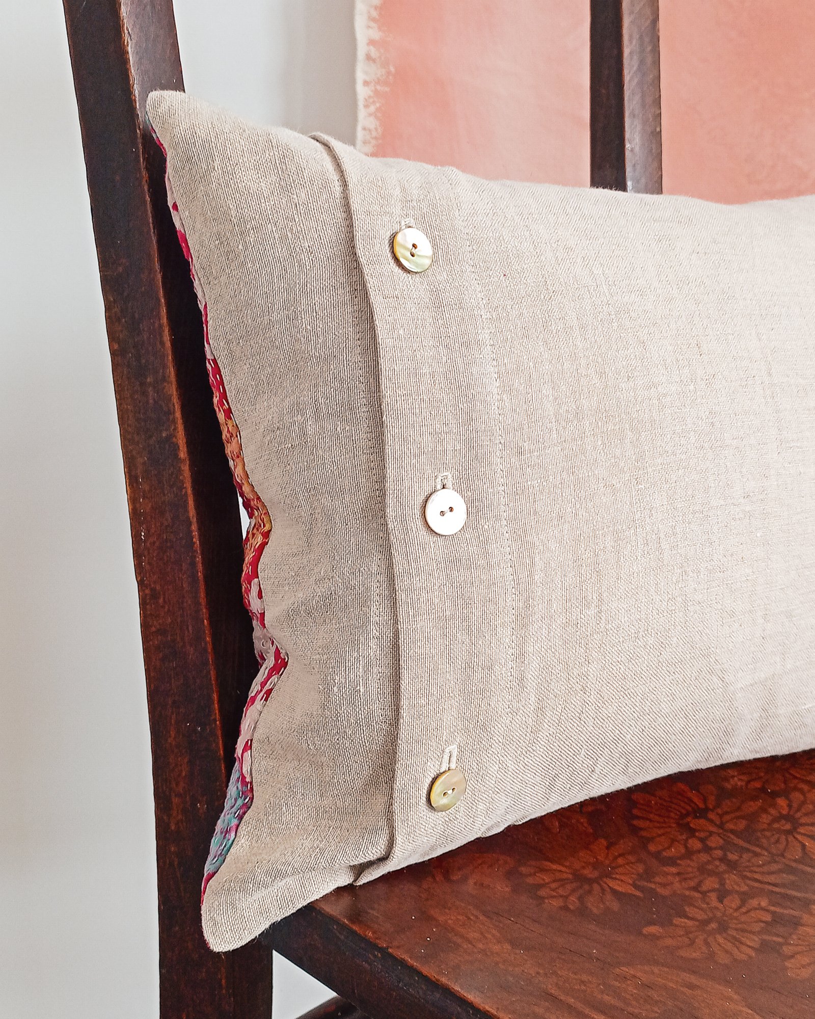Red Kantha Cushion