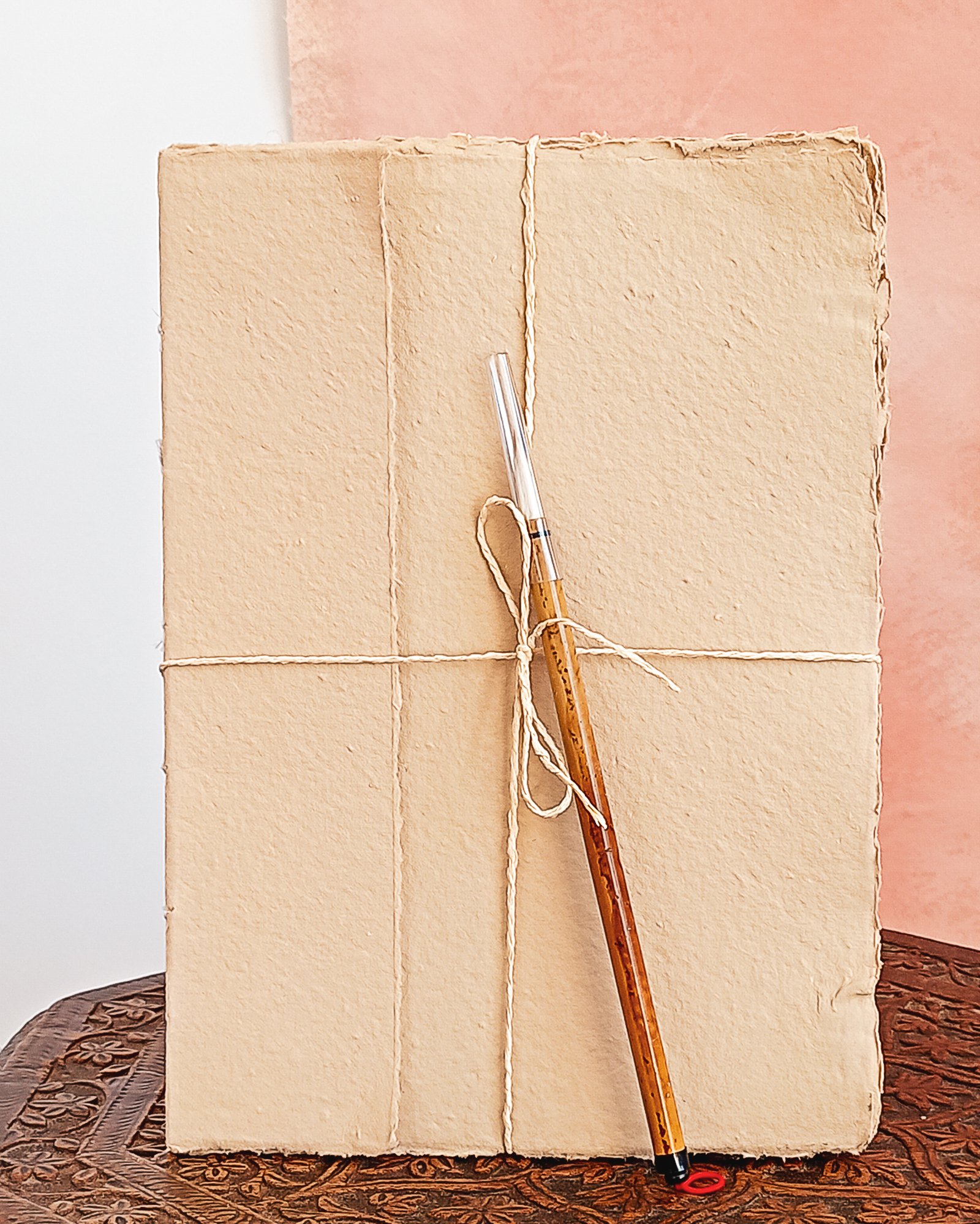 Large rag paper book and brush set