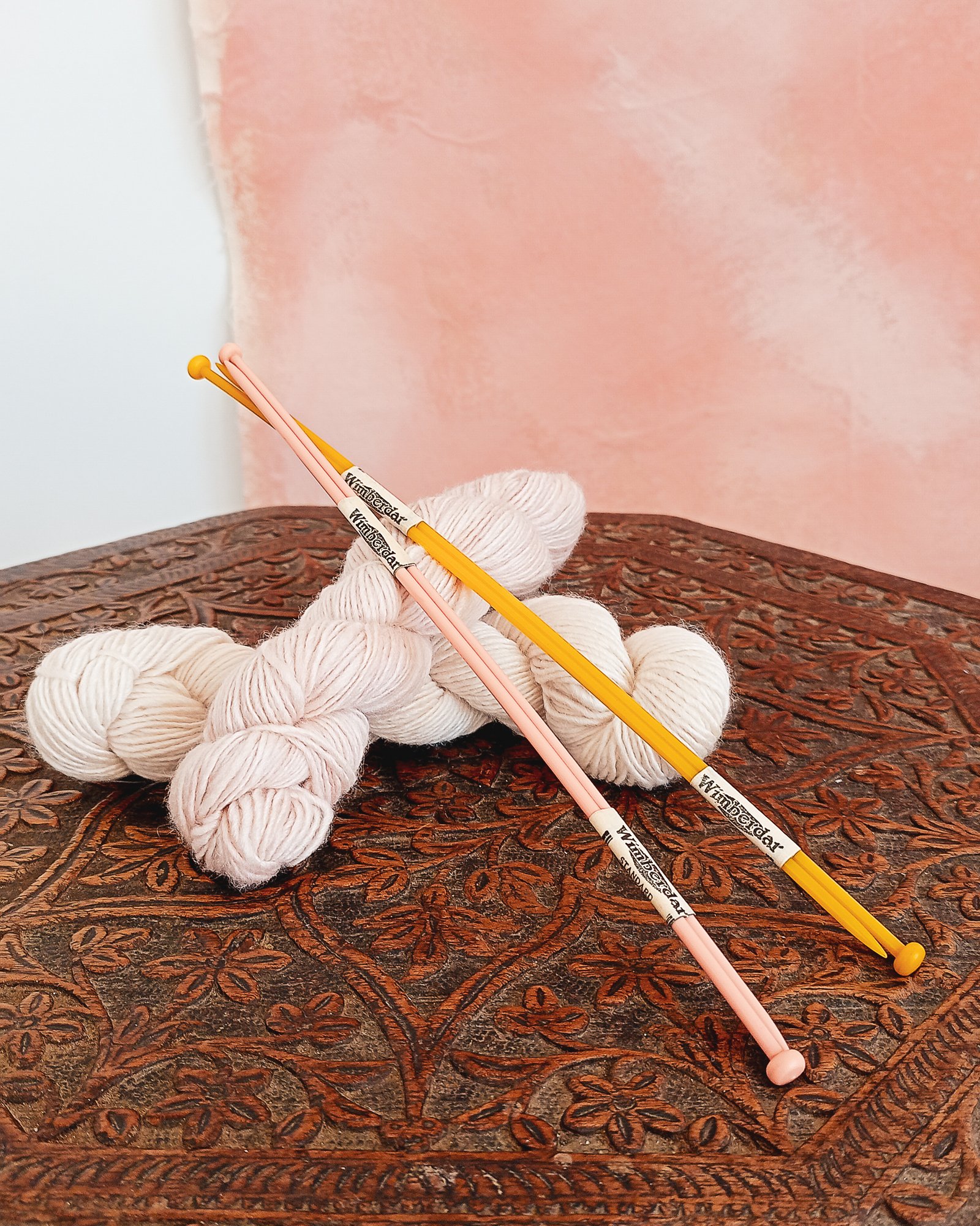 Vintage casein knitting needles