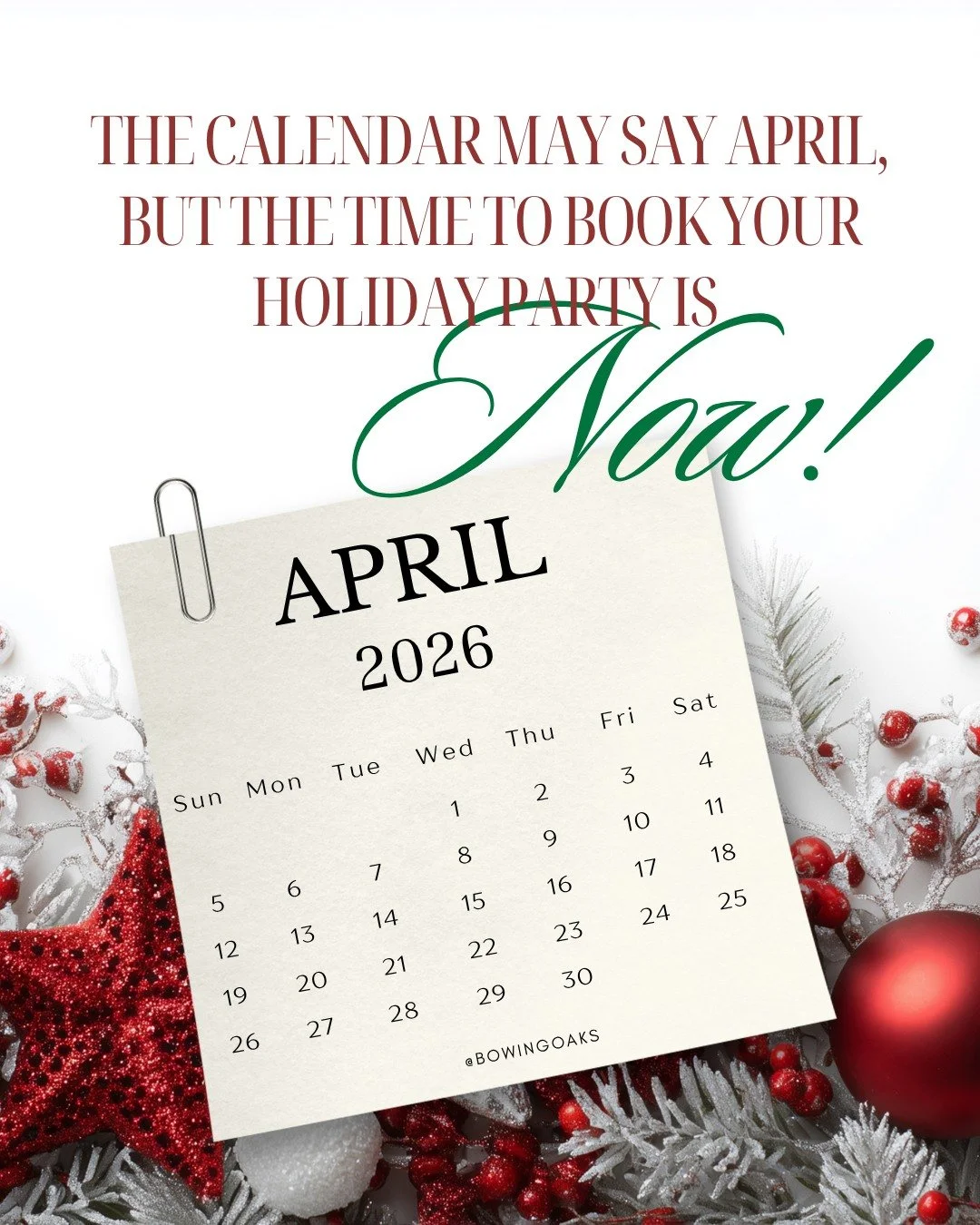 No April Fools here&hellip; the best holiday party dates really do book early.

If a festive, beautifully styled celebration is on your company&rsquo;s calendar this year, now is the time to secure your date before the most sought-after evenings are 