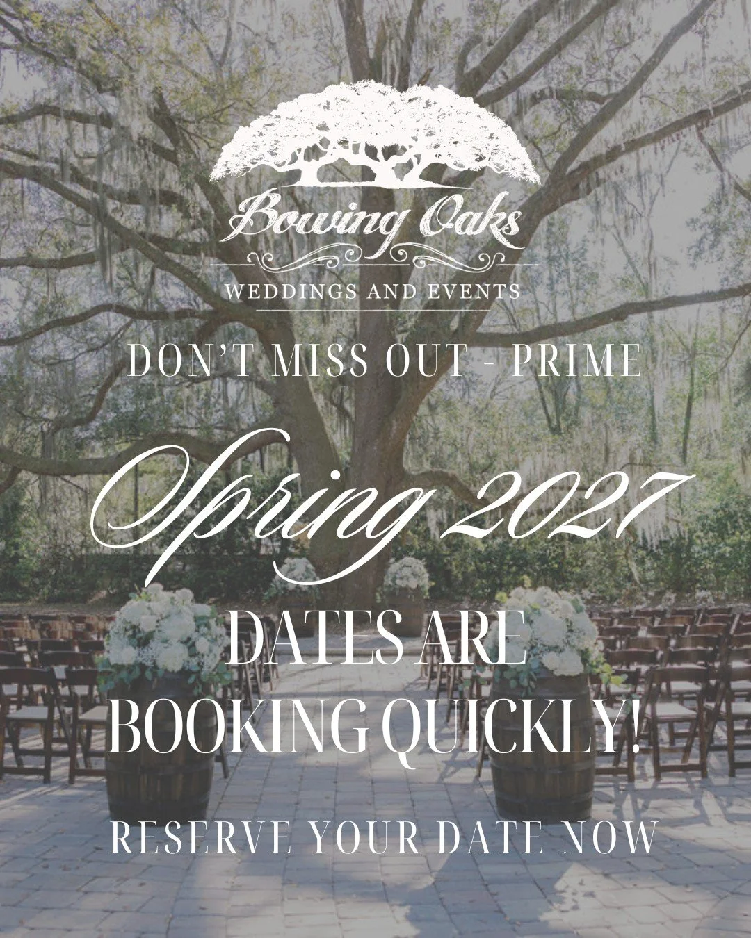 Spring weddings at Bowing Oaks have a way of capturing everything couples love about Northeast Florida. The oak trees are full, the gardens come alive, and the entire property feels fresh, romantic, and ready for celebration.

Not surprisingly, our m