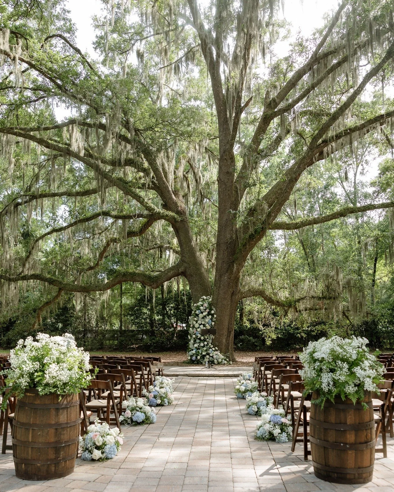 Before the music begins. Before the first step down the aisle. Before the happy tears.

There is this moment.

The ceremony space is perfectly prepared, the flowers are in place, and beneath the canopy of our centuries-old oak tree, everything is wai