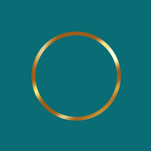 A gold ring on a dark teal background.