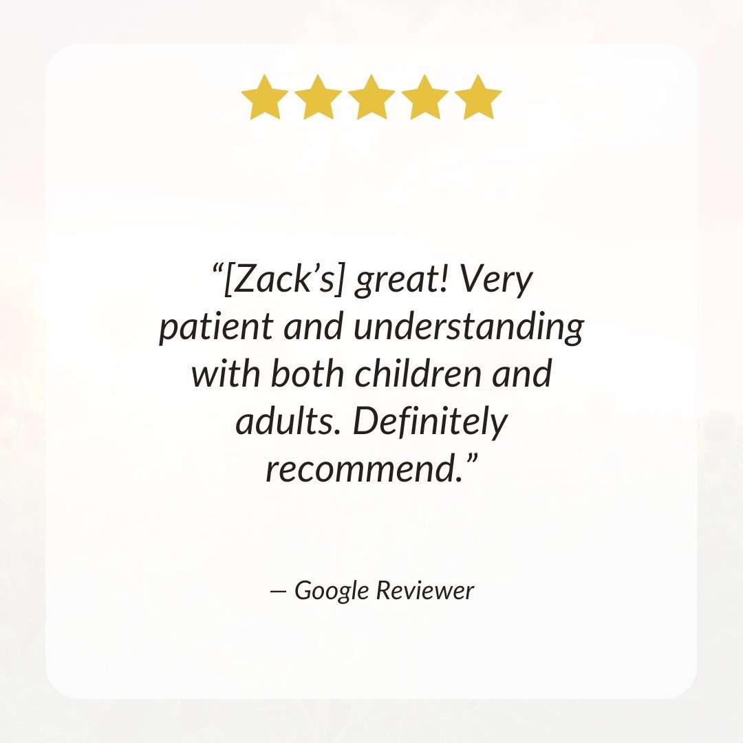 Love seeing Google Reviews like this! We are so pleased Zack is part of our team and how he strives to make every client feel heard and valued. 
.
Zack sees children starting at 7 years old, teens, adults, and couples. He specializes in: Anxiety, Par