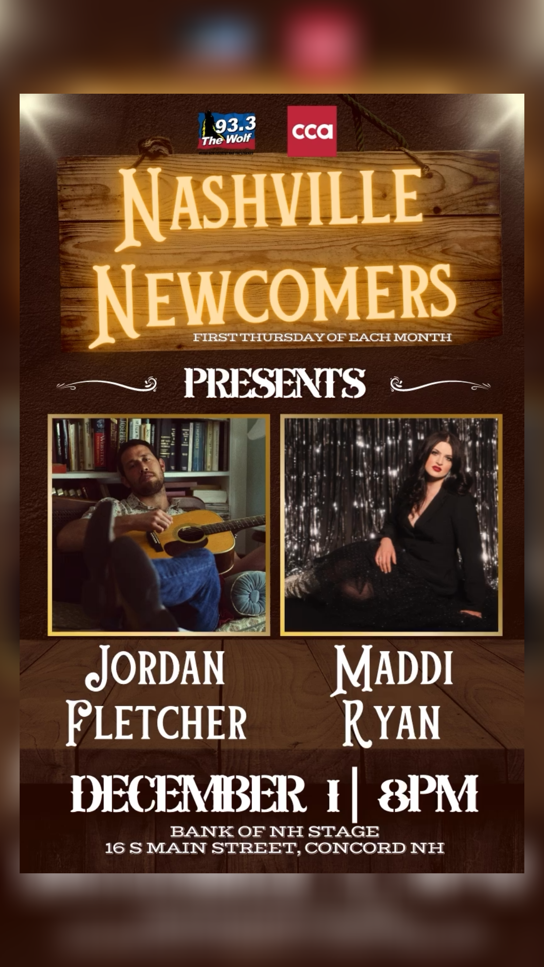 Nashville Newcomer's at the Bank of NH Stage with Jordan Fletcher and Maddi Ryan