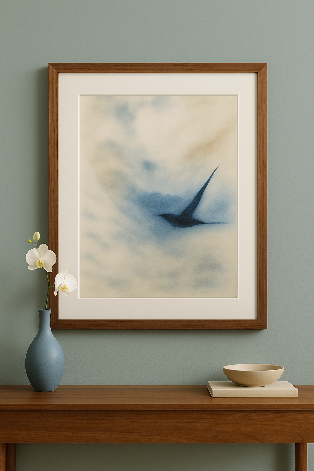 Abstract Painting Above Walnut Console.png