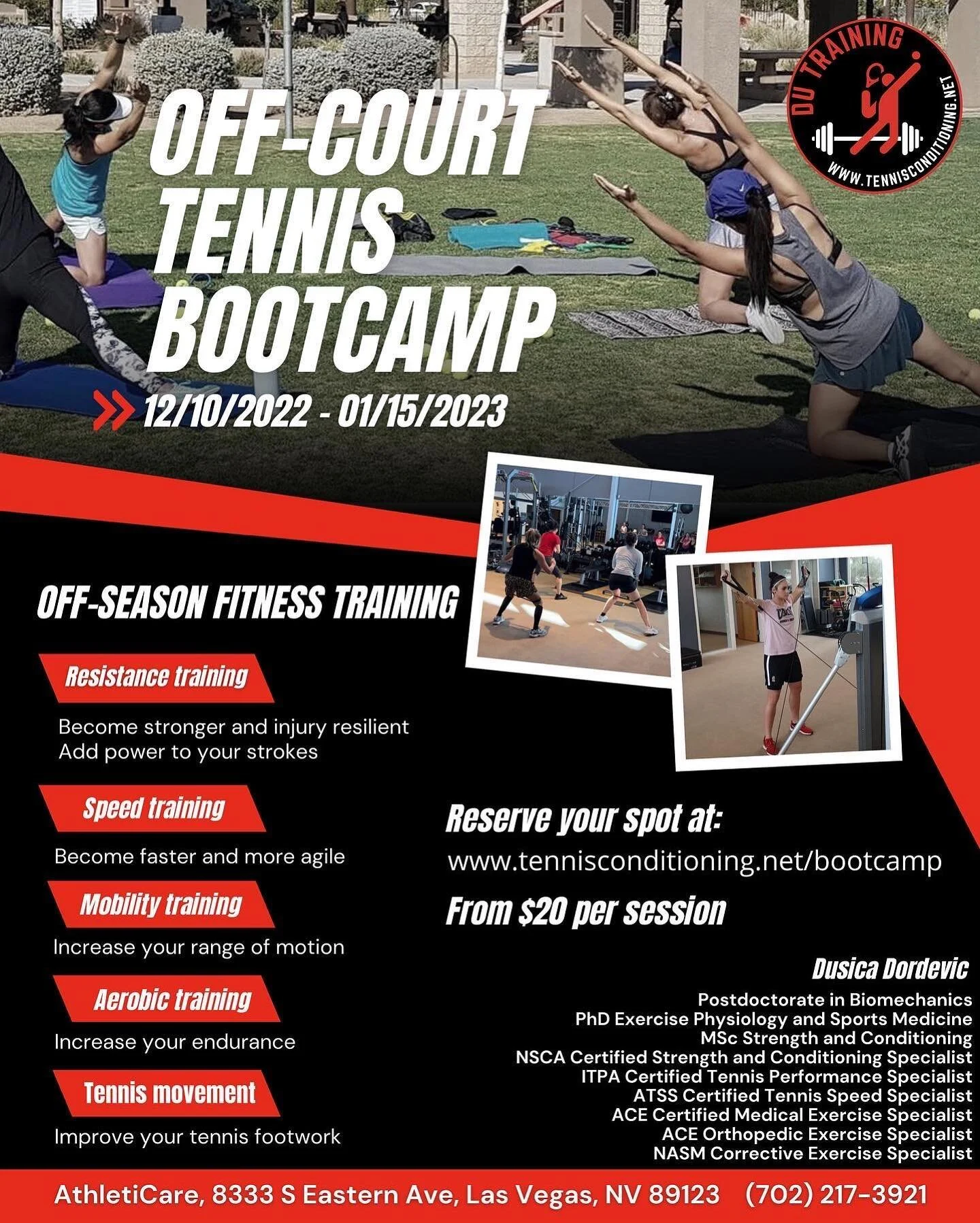 Inviting female USTA league players to join us during the off-season and prepare their bodies for the upcoming winter league. Reserve your spot by clicking on the link in @tennis.conditioning bio 

#tennis #tennisfitness #tennisfit #fitnessfortennis 