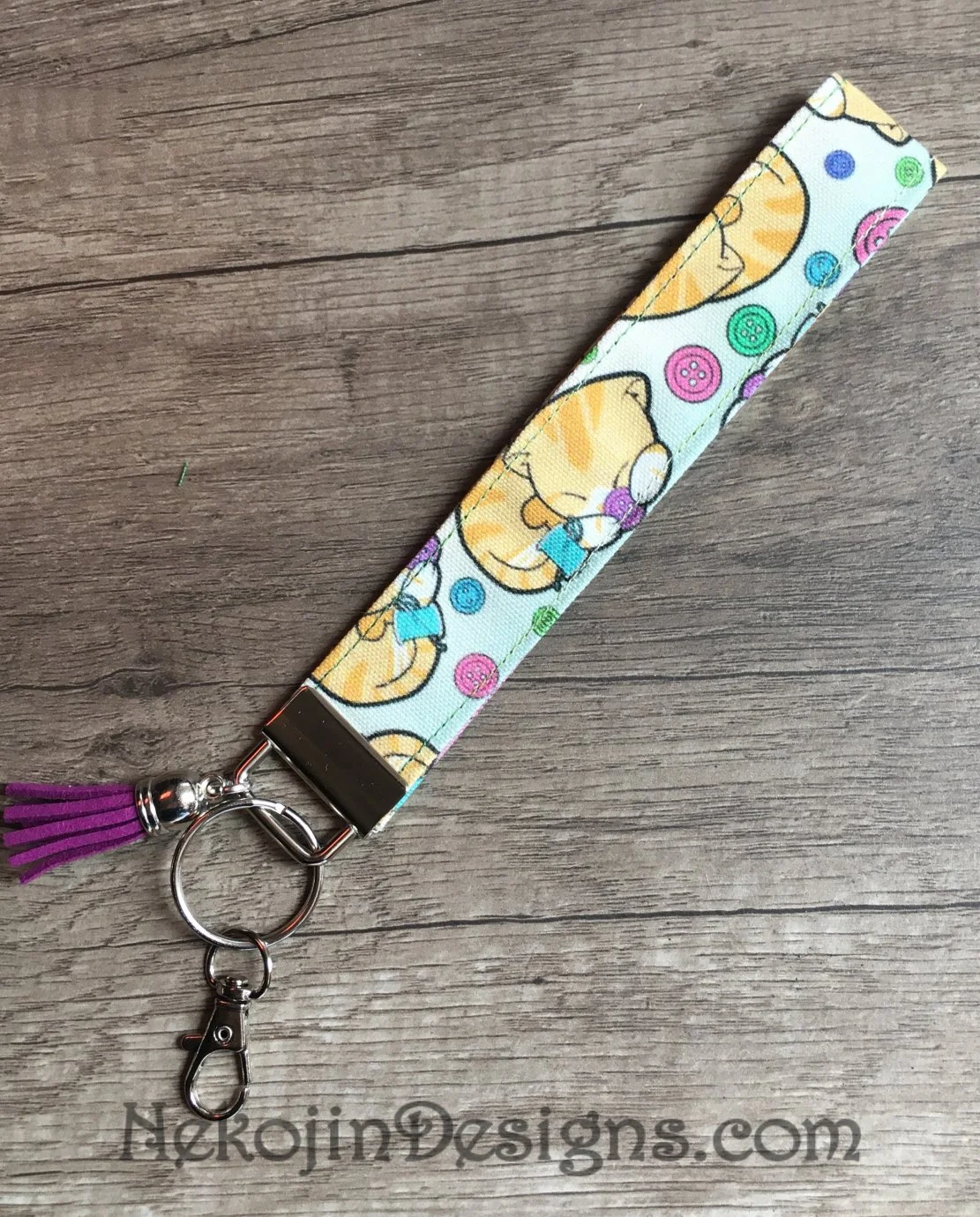 Sew Cute Orange Tabby Cat Wristlet Keychain Lanyard
