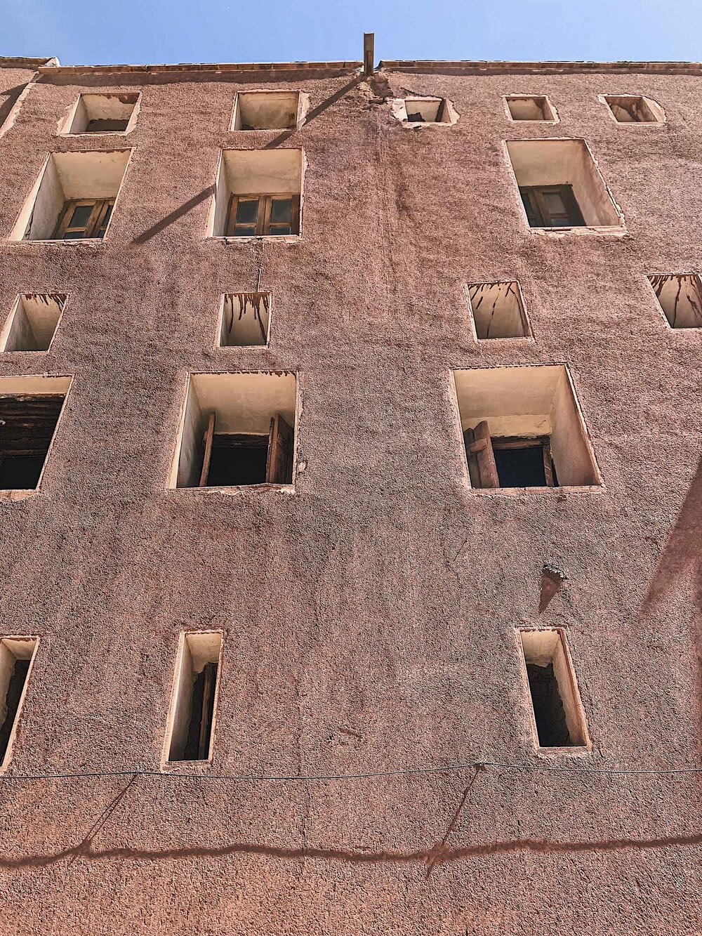 Building wall with windows, Abyaneh, Iran