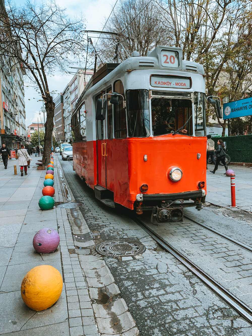 The famous red tram of Istanbul