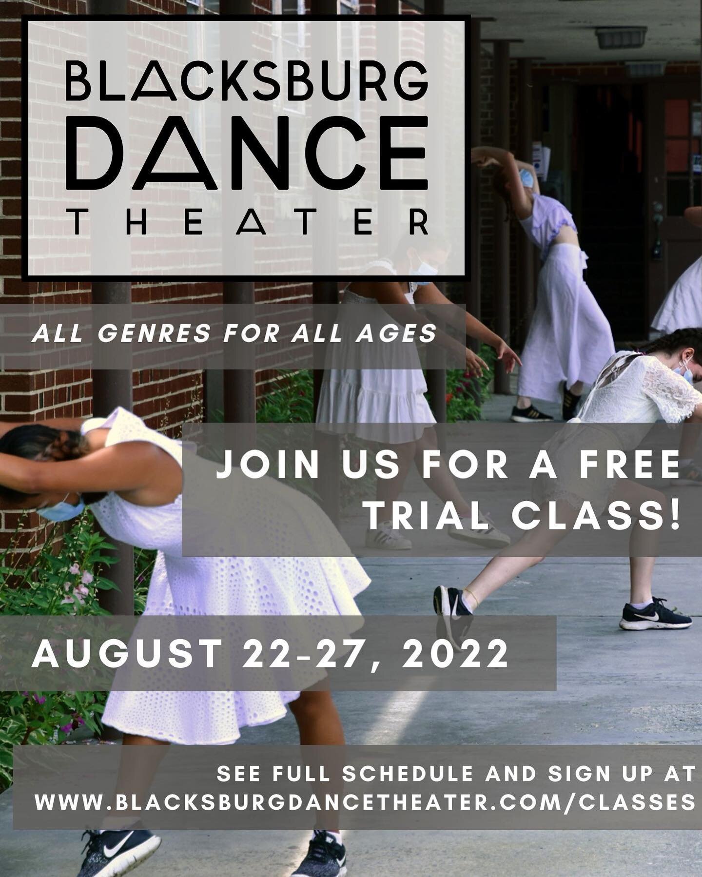 🗣 Did y&rsquo;all hear about our FREE trial classes next week?! 🗣 August 22-27, come try out any of our fall semester offerings for all ages! Tag a friend who needs more dance in their life, and sign up at the link in bio. #creativedanceforallages 