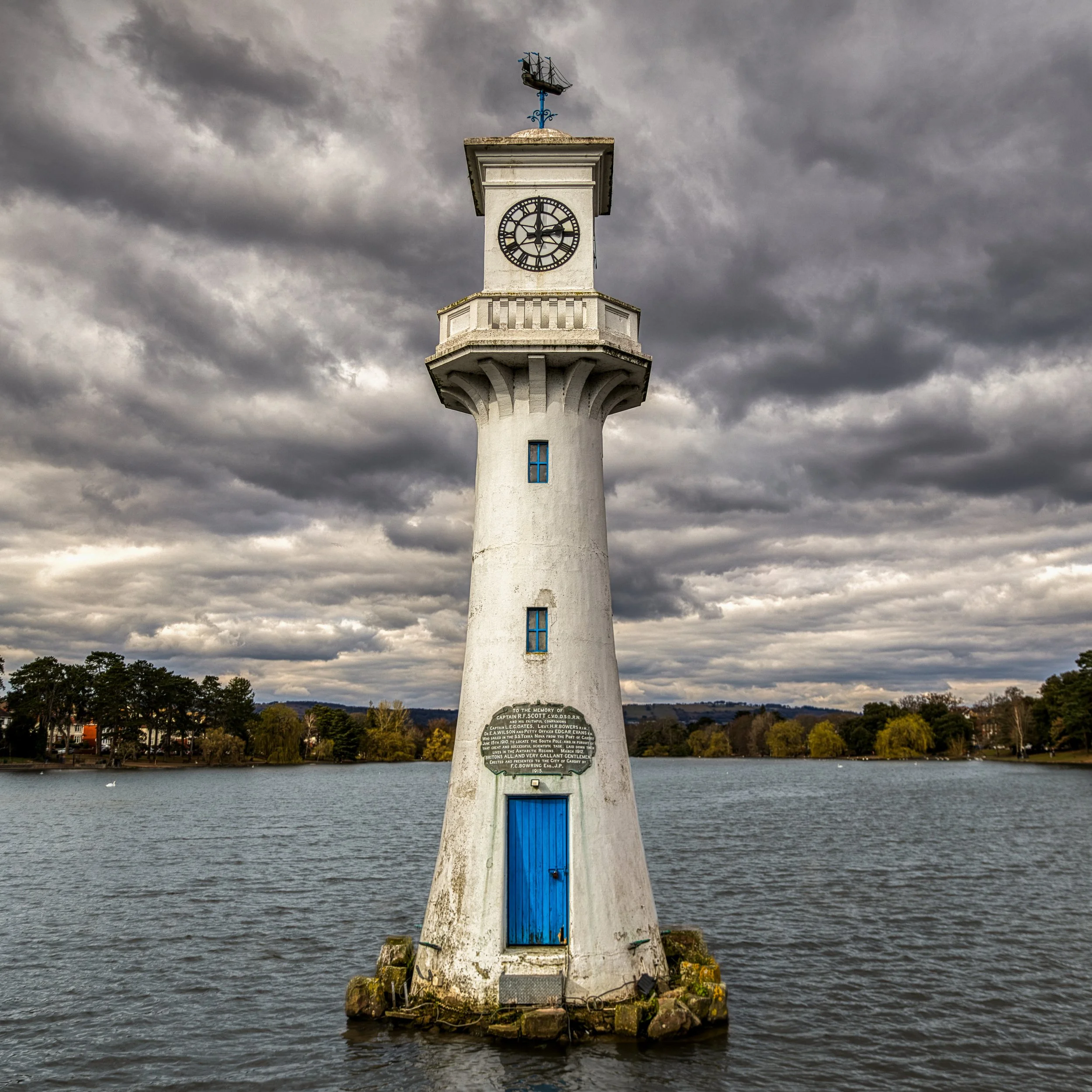 Captain R.F Scott Memorial Lighthouse and Clocktower in Roath Park Cardiff.

The memorial was built in 1914 with a dedication to Captain Robert Falcon Scott, Captain Lawrence Edward Grace Oates and the rest of the crew that died during the Terra Nova