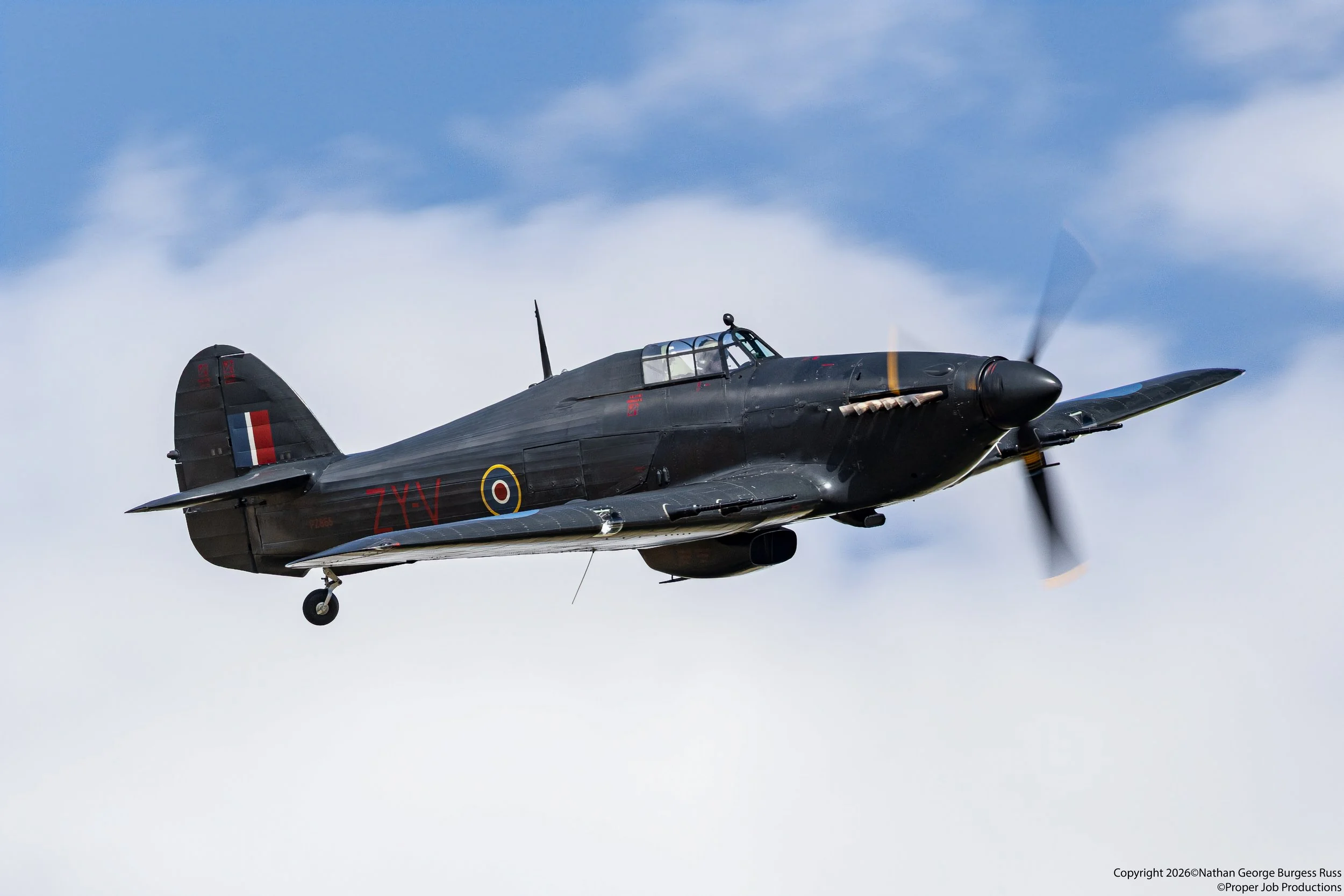 Hawker Hurricane Mk.IIC PZ865 "The Last of the Many"

Hawker Hurricane Mk.IIC PZ865 maiden flight was at Langley, Buckinghamshire on 22 July 1944. Unlike the rest of the Hawker Hurricanes she was kept by Hawker Aircraft for trial projects.

In 1950 s